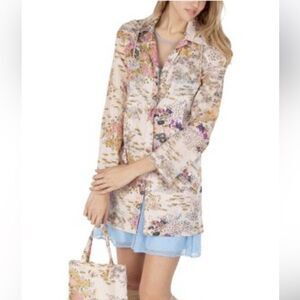 RODARTE for Target Beige Floral Raincoat Hoodie Jacket Women's Size XS